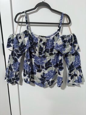 INC International Concepts White Floral Off-Shoulder Peasant Blouse